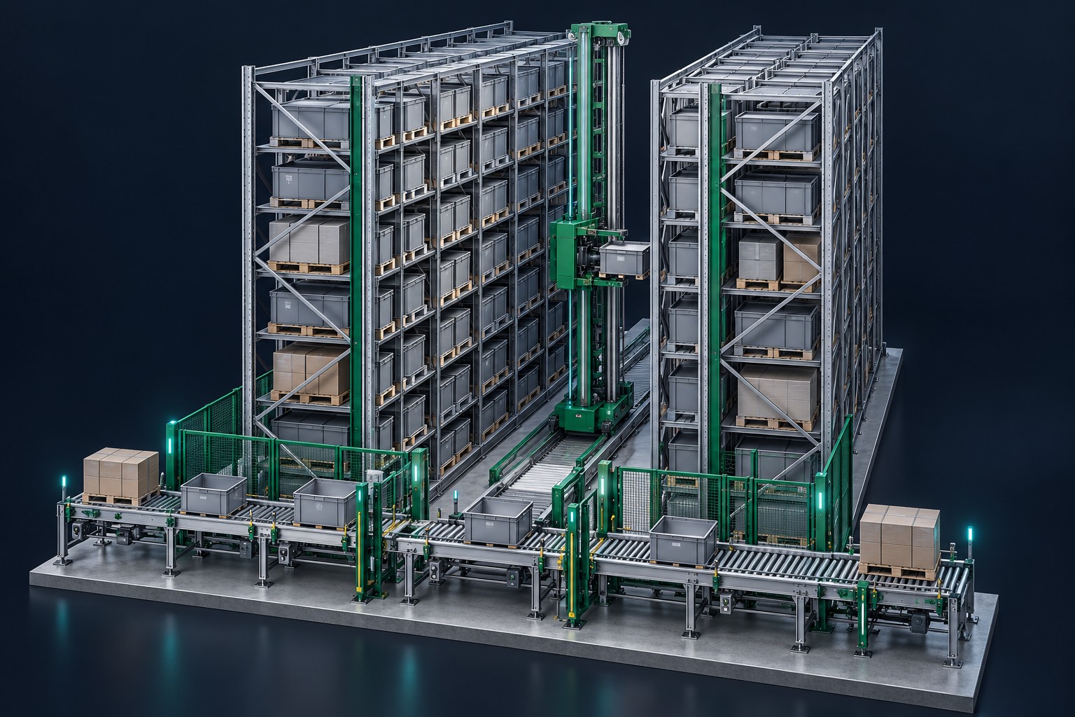 3D concept illustration of automated storage and retrieval