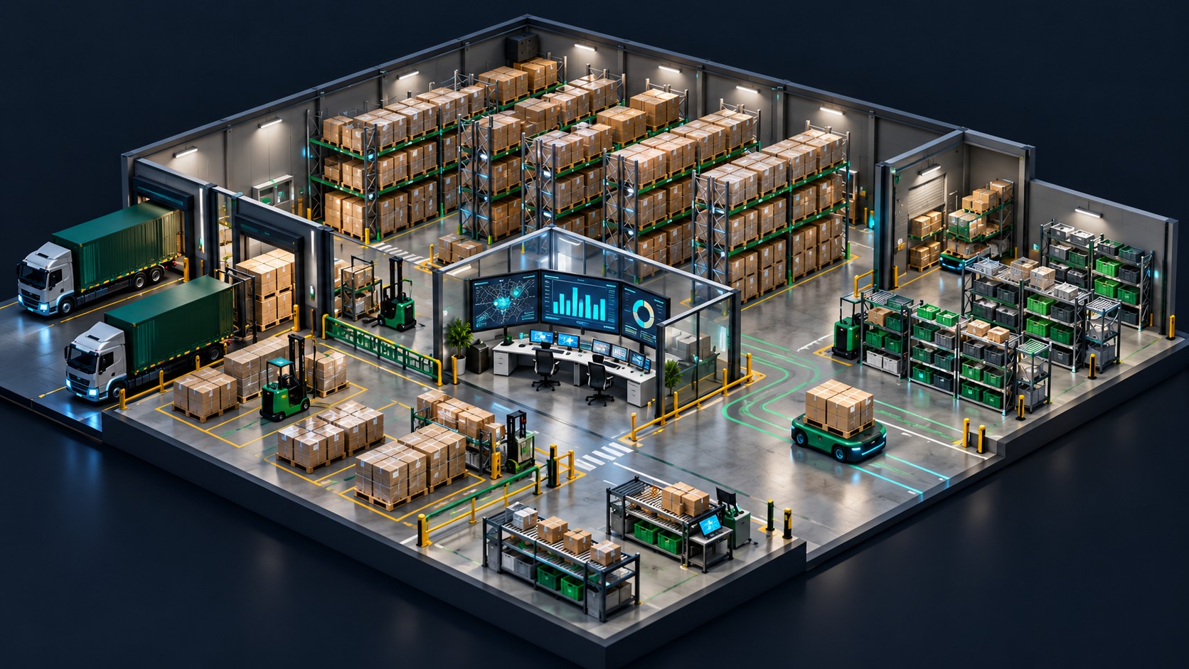 3D concept illustration of warehouse management